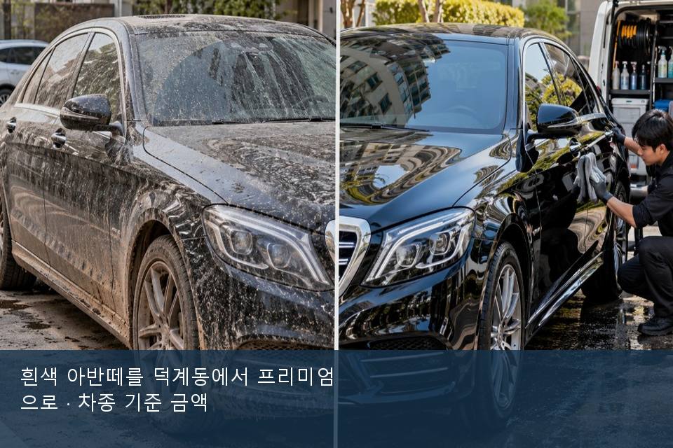 흰색 아반떼를 덕계동에서 프리미엄으로 · 차종 기준 금액